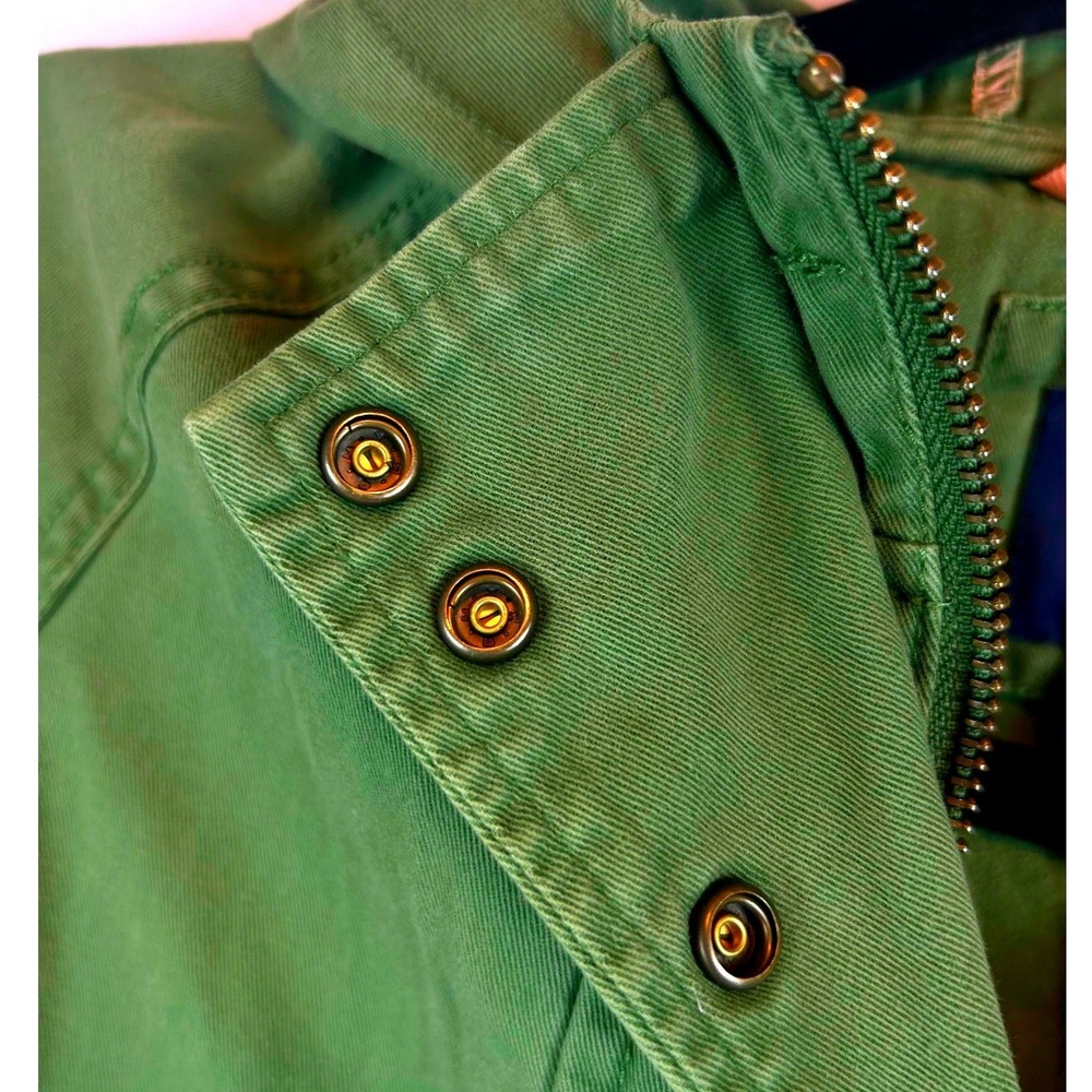 Gap Kids Olive Green Utility Field Jacket Hooded Cotton Twill Girls Size M 8-9Y - Picture 4 of 12